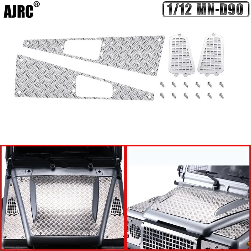 AJRC 1/12 MN-D90 Defender модифицированные детали автомобиля Металлическая накладка на капот, воздухозаборник капота Запчасти для игрушечных автомобилей