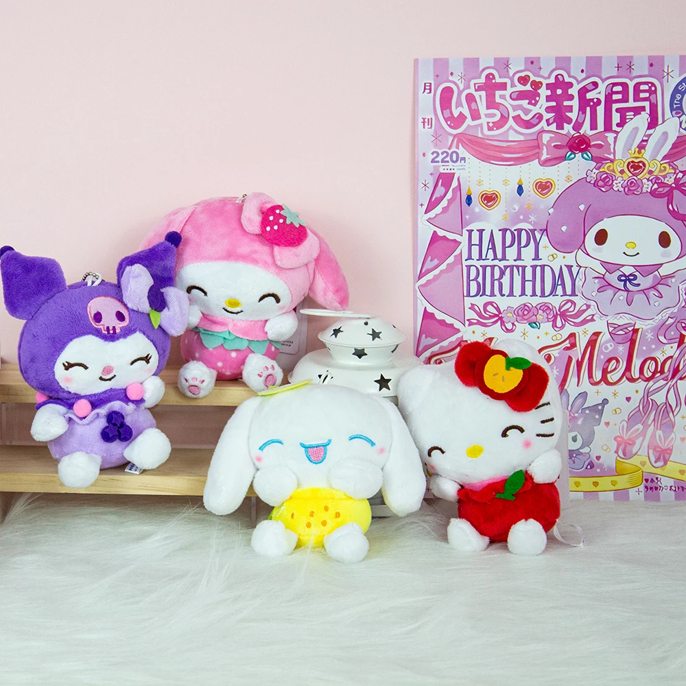 Sanrio брелок Hello Kitty 12 см, подвеска Kuromi Kawaii, плюшевые игрушки, милые плюшевые мультяшные подарки Cinnamoroll для девочек и детей