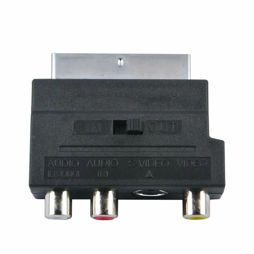Адаптер SCART AV-блока к 3 RCA Phono Composite S-Video С переключателем входа/выхода Адаптер Scart к SVHS для видеомагнитофона DVD