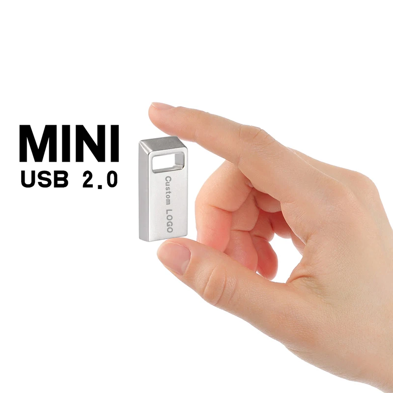 Супер Мини USBФлэш-Накопитель 64 ГБ Бесплатный Пользовательский Логотип Pen Drive 32 ГБ Siliver Брелок Memory Stick Реальная Емкость Металлическая Флешка 16 ГБ