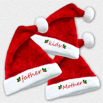 1 шт. плюшевая рождественская шляпа, семейная высококачественная короткая фетровая шапка Санта-Клауса, рождественские украшения для детей и взрослых