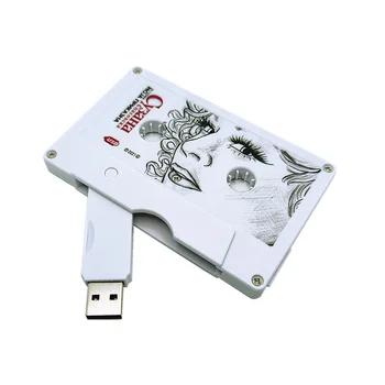 10 шт./лот Ретро аудио Белая лента USB2.0 высокоскоростной флэш-диск с Бесплатным пользовательским цветным логотипом 4 ГБ 8 ГБ 16 ГБ 32 ГБ 64 ГБ