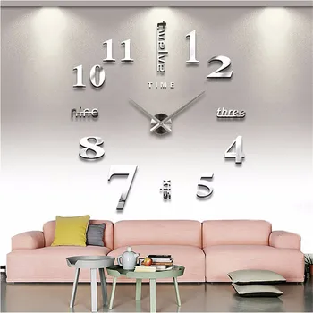 3D настенные часы, зеркальные наклейки на стену, Креативные настенные часы 