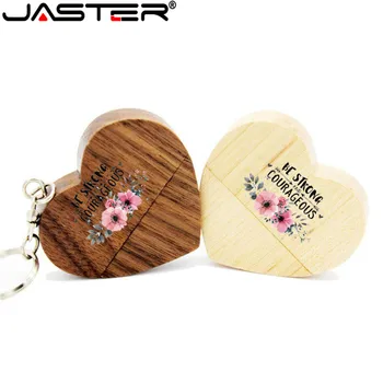 JASTER (более 1 шт. бесплатного логотипа) Деревянное сердце USB флэш-накопитель Memory Stick Pen Drive 8g 16g 32gb 64GB Свадебный подарок фотография подарок