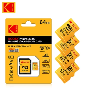 Kodak Micro SD карта 128 ГБ 64 ГБ 256 ГБ 32 ГБ Высокоскоростная Карта памяти 100 МБ/с. U3 A1 V30 Class10 Micro SD TF карты Бесплатная доставка