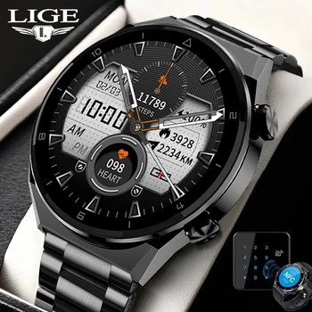 LIGE Новые Смарт-часы Мужские Деловые AMOLED 454*454 HD Экран NFC 320 мАч Водонепроницаемые Умные Часы Мужские Bluetooth Вызов Для IOS Android