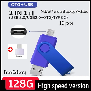 USB флэш-накопитель OTG Флеш-накопитель 128 ГБ 64 ГБ 32 ГБ USB-накопитель 2 в 1 Высокоскоростной флешки USB 2,0 Флэш-диск для ПК/Автомобиля/телевизора/телефона U Диск