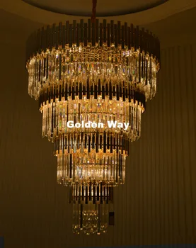 Бесплатная Доставка Хрустальный подвесной светильник в Скандинавском стиле, Роскошная лестница, Большая люстра, современная двойная лестница, освещение гостиной, холла