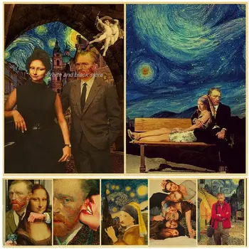 Винтажные плакаты с Граффити Ван Гога, Забавная фреска в стиле Граффити, Модная крафт-живопись, Современный декор бара в гостиной