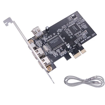 Высокоскоростной адаптер PCI-E от 1X до 1394A с 4 портами (3 + 1) Firewire Card Adapter с 6-контактным до 4-контактного кабеля IEEE 1394, совместимый для настольных ПК