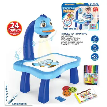Горячий Новейший Детский Обучающий инструмент Стол для рисования, Детский Обучающий стол С Умным проектором, Детский стол для рисования, игрушка со светом