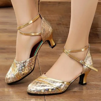 Женская обувь для бальных танцев, джазовых танцев, обувь для латиноамериканских танцев, женская обувь для бальных танцев сальсы, обувь для бальных танцев с закрытым носком на высоком каблуке