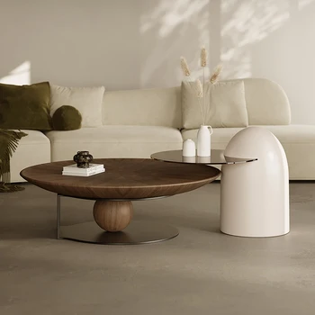 Журнальный столик в скандинавском стиле для гостиной, Круглые Журнальные Столики, Современный дизайн из дерева, Минималистичные Предметы для хранения, Мебель для дома