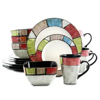 Загородный Коттедж Набор керамической посуды из 16 предметов, Набор столовых приборов для ресторана, Подарок для дома