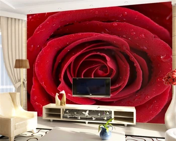 Изготовленные на заказ высококачественные фрески, модные обои с крупным цветком красной розы, свадебные обои, фон papel de parede