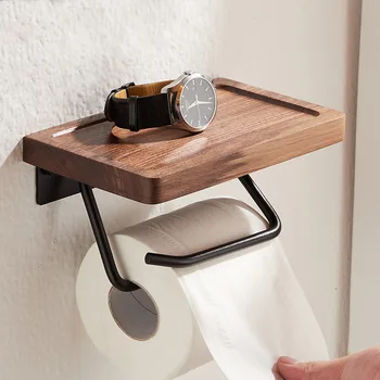 Металлический Деревянный держатель для бумажных полотенец, настенный стеллаж из орехового дерева, стеллаж для хранения рулонной бумаги в ванной комнате, вешалка для дома