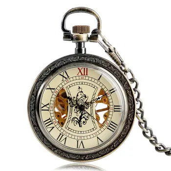 Механические карманные часы с римскими цифрами в стиле Стимпанк, бронзовые, с простым рисунком Дерева, с изысканным ручным заводом, Мужские и женские подарки