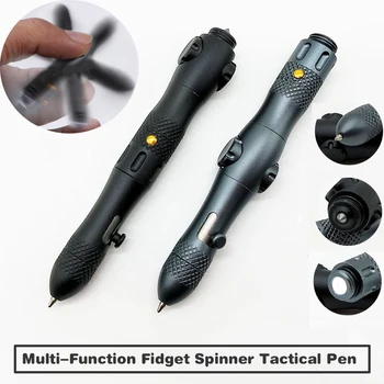 Многофункциональный спиннер, тактическая ручка для самообороны, фонарик, аварийный выключатель стекла, инструменты для выживания на открытом воздухе EDC, прямая поставка
