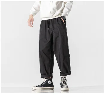 Мужские брюки-карго 2023, модные повседневные однотонные шаровары Harajuku, брюки для бега Трусцой, M-5XL