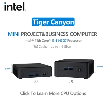 Настольный мини-ПК Intel NUC 11 Pro NUC11TNKV5 Tiger Canyon для дома и бизнеса Процессор Intel® Core™ i5-1145G7 vPro 4 ядра, 8 потоков