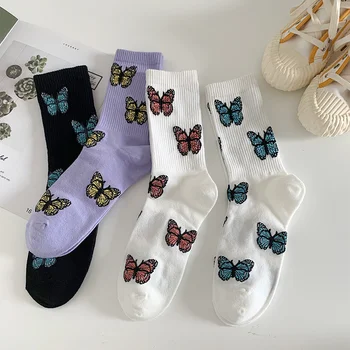 Новые носки с бабочками, женская уличная одежда, женские носки Harajuku Crew, Модные носки из ЕС, Размер 35-40, Прямая поставка