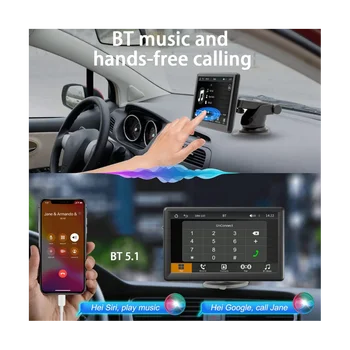 Портативное Беспроводное Крепление для приборной панели Carplay, Автомобильный Стерео Bluetooth с Сенсорным экраном 7 Дюймов, FM-Автомагнитола, Камера заднего вида, USB