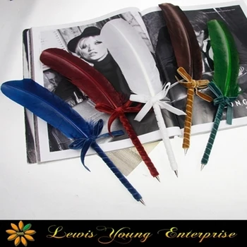 Ретро многоцветная шариковая ручка с пером, литературные подарки для мужчин и женщин
