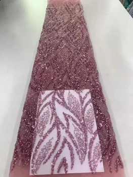 Роскошная Африканская Свадебная Кружевная Ткань Onion с тяжелым бисером 2023, Высококачественная Нигерийская Ткань из французского Тюля С блестками Для вечернего платья