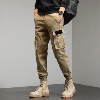 Свободные брюки-карго в стиле милитари длиной 23 СМ высшего качества в стиле ретро с несколькими карманами, классический компас, нарукавная повязка с вышивкой, мужские новые