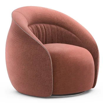 Стиль Элегантное Красное Тканевое кресло для гостиной, Круглое Поворотное Европейское кресло для отдыха, Одноместное поворотное Бочкообразное кресло с акцентом, диван для гостиной