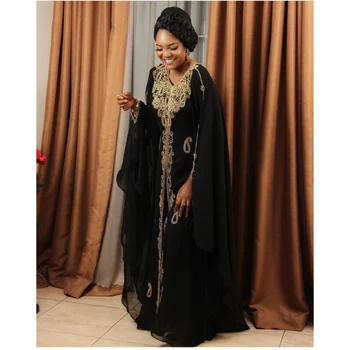 Черное африканское платье Подружки Невесты, современный и элегантный Кафтан из Дубая, Марокко, европейский и американский модный тренд