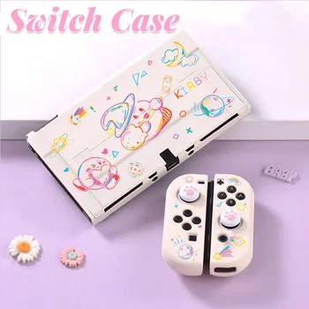 Чехол Kawaii Kirby Switch для игровых консолей Nintendo Прозрачный Силиконовый чехол OLED NS Switch Сумка для хранения Милых аксессуаров Switch