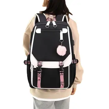 Школьный рюкзак для девочек-подростков, учащихся средней школы, Сумка для книг, Уличный рюкзак с USB-портом для зарядки, школьная сумка объемом 27 л, сумка для отдыха в кампусе
